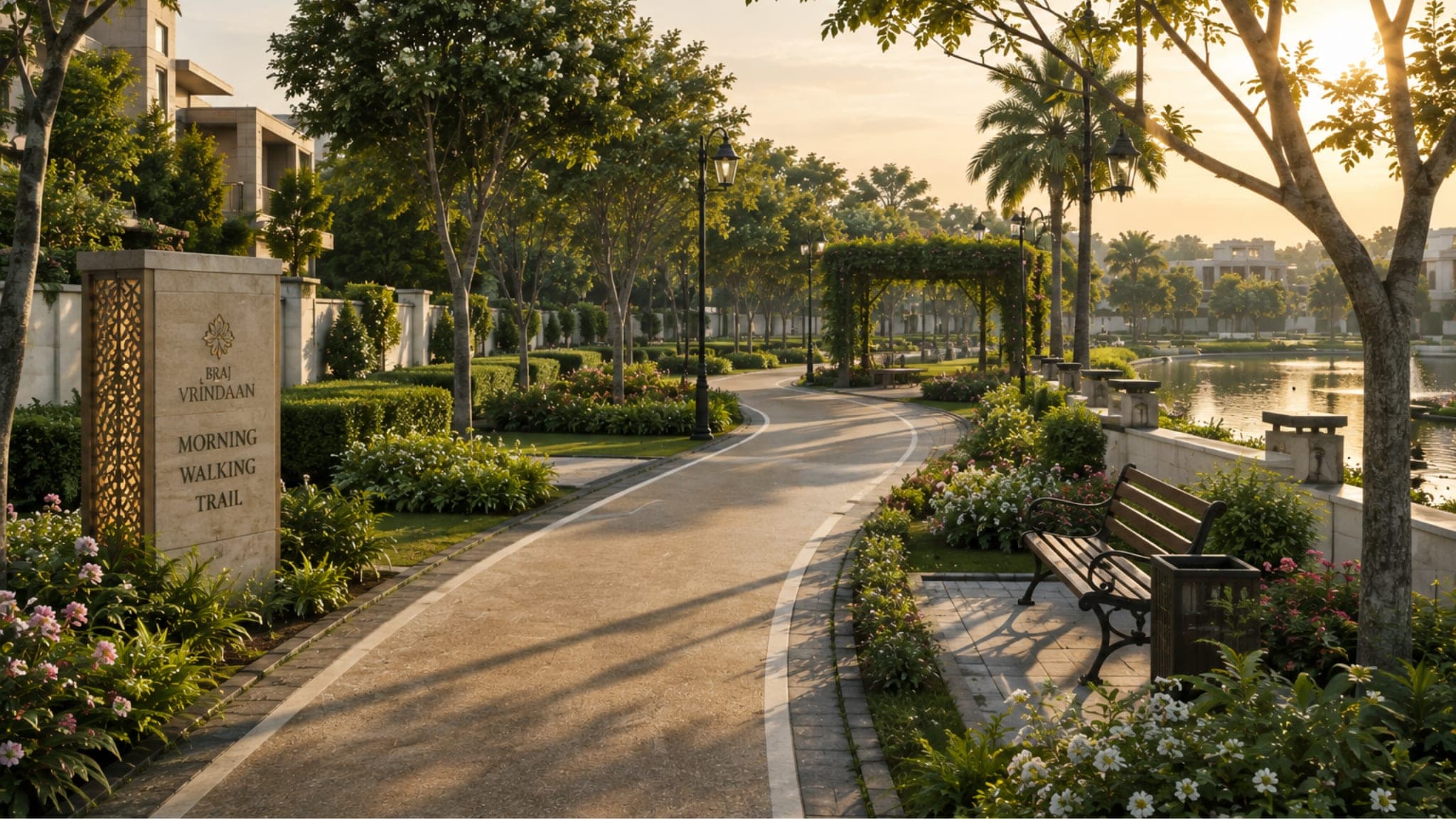 The morning walking trail at Braj Vrindaan