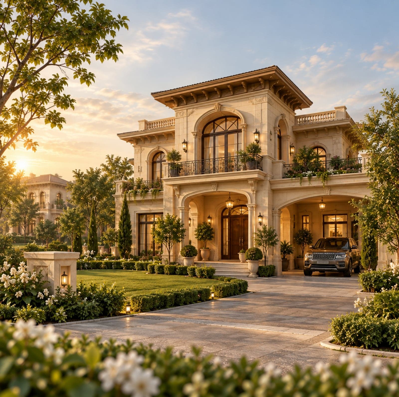 A Signature Villa at Braj Vrindaan at sunset